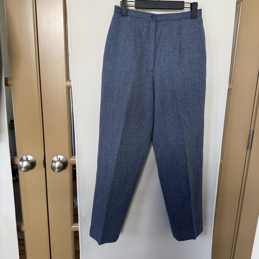 Talbots Womens 8 Petite Blue 100% Wool Vintage 90's Straight Leg Dress Pants